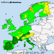 Aktuelle Unwetterwarnungen fr Europa