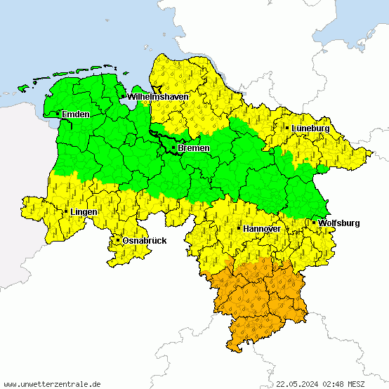 Wetterkarte Niedersachsen